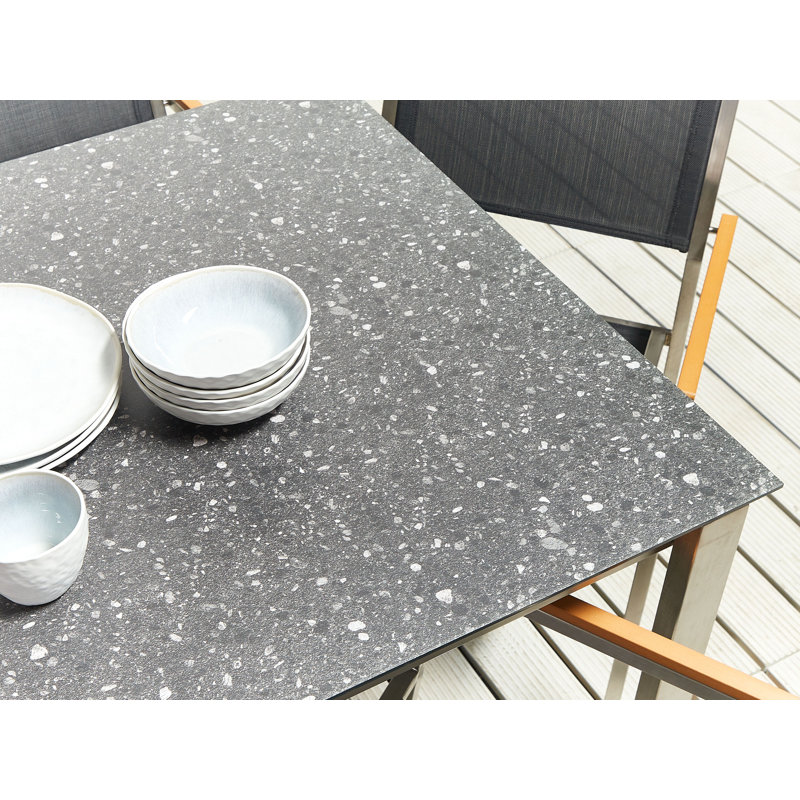Teodora Rectangular Metal Outdoor Dining Table , 180cm cm W 90cm cm D, Black