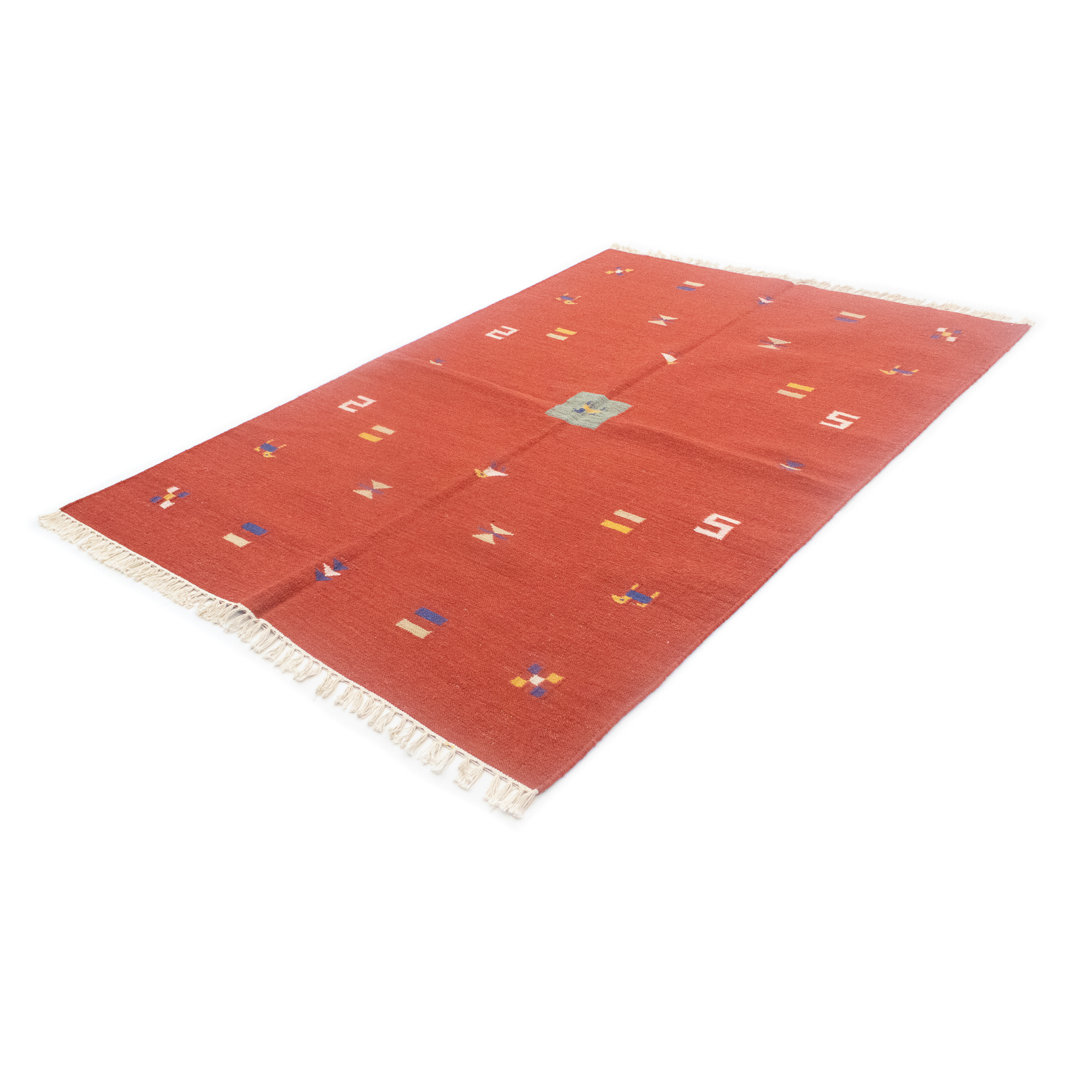 Handmade Kilim Wool Red Indoor/Outdoor Rug