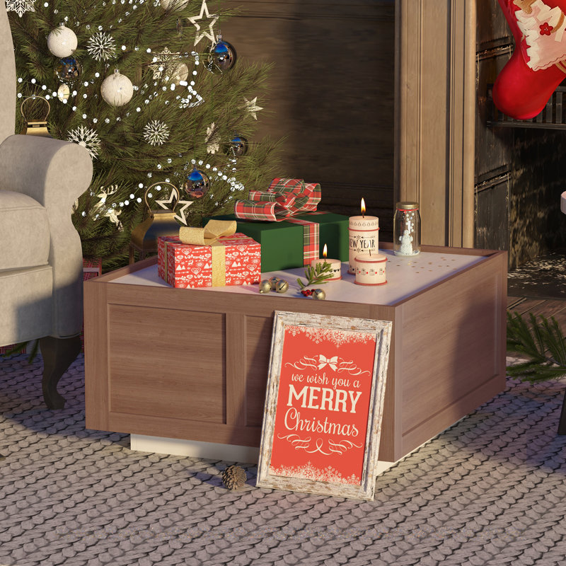 Coffee Table with Storage, White/Brown