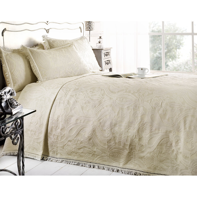 Saint-Brieuc Damask Sham with Pillow Shams, Cream