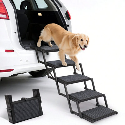 Foldable Dog Steps – Non-slip Pet Stairs For Large Dogs, Car, Truck & Suv, Supports Up To 250 Lbs