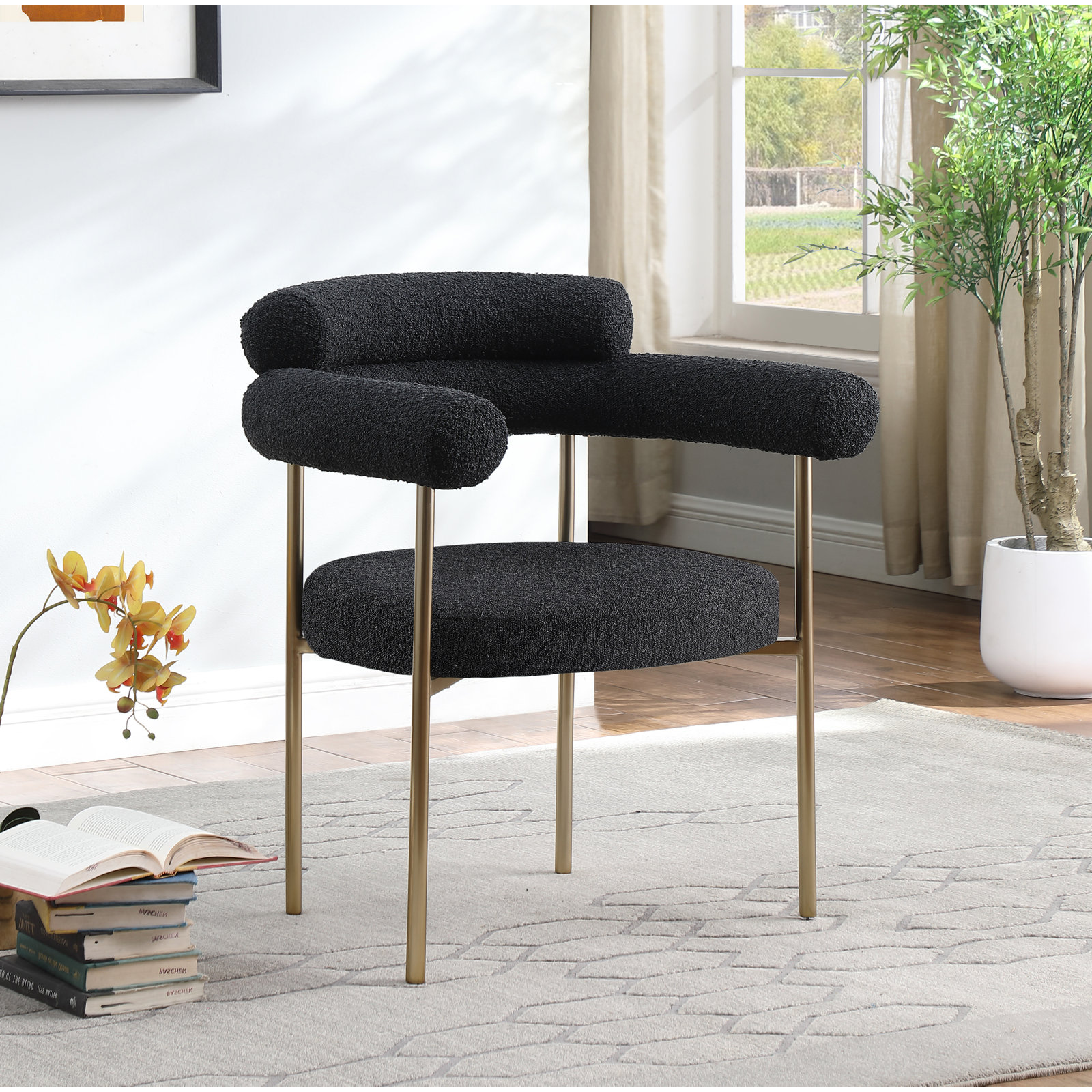 Dining Armchair, Black, Brushed Brass
