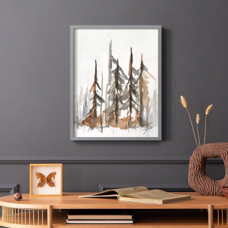 Rustic Evergreen I, reproduction encadrée - bois massif, Gris, H 10 po x l 8 po