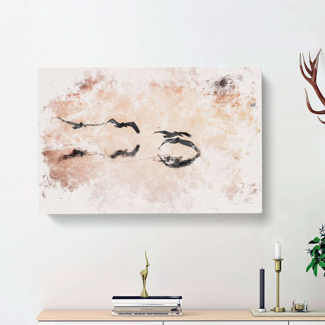 A Flock Of Pelicans - Wrapped Canvas