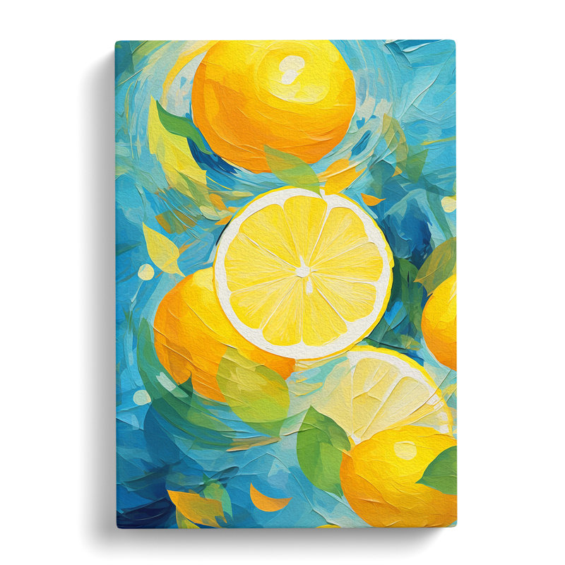 Lemon Fruit Abstract - Wrapped Canvas Print, 76cm H x 50cm W x 3cm D