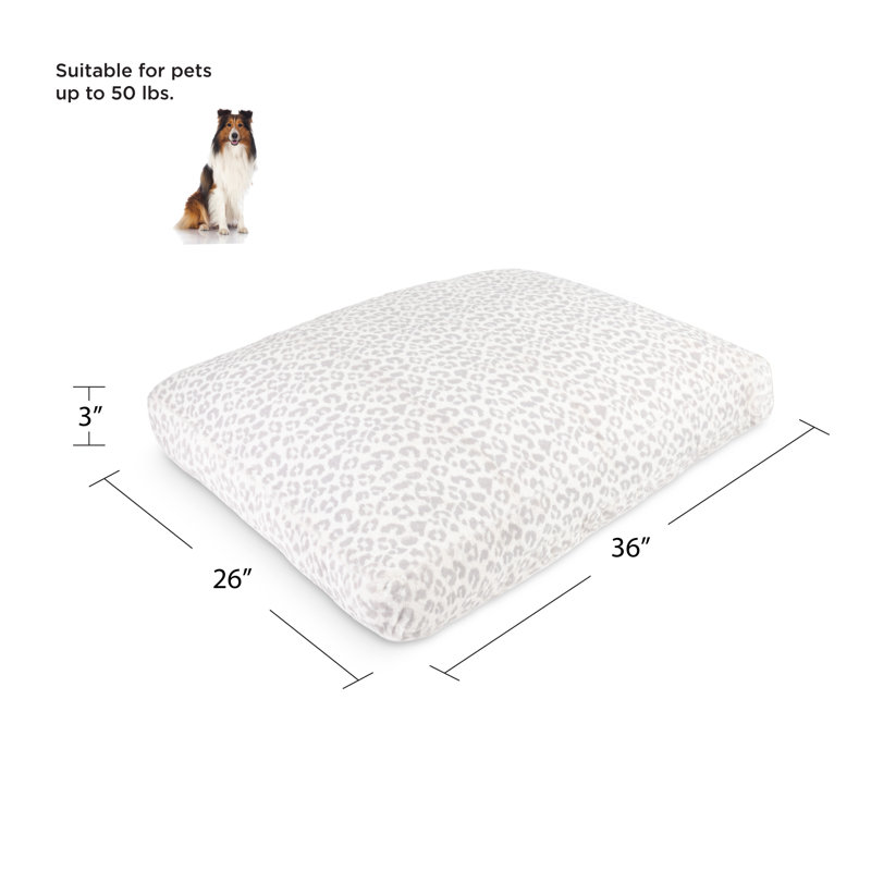 Tucker Murphy Pet™ Rectangle Double-Sided And Reversible Faux Fur With Snow Leopard Print Bed Filled With White Polyester Fiber