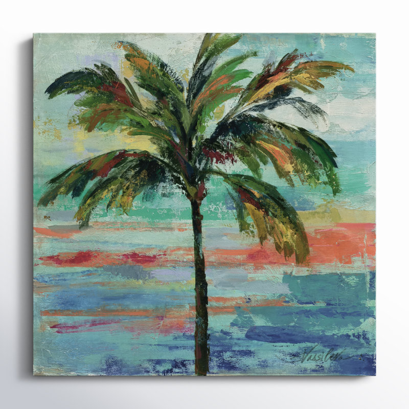 Art mural sur toile tendue - «California Palm Ii» de Silvia Vassileva pour décoration de salon, de chambre à coucher ou de bureau - 24 x 24