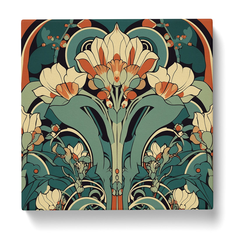 Floral Art Deco No.3 - Wrapped Canvas