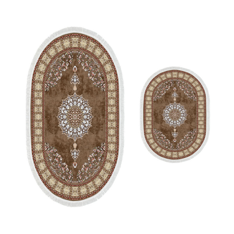 Ensemble de tapis de bain luxueux (2 pièces), antidérapant, antibactérien, 100% polyester, 19,7 po x 23,6 po et 23,6 po x 39,4 po | Tissu facile à nettoyer, lavable à la machine | Design élégant beige, vison, rouge et blanc pour des salles de bain élégantes