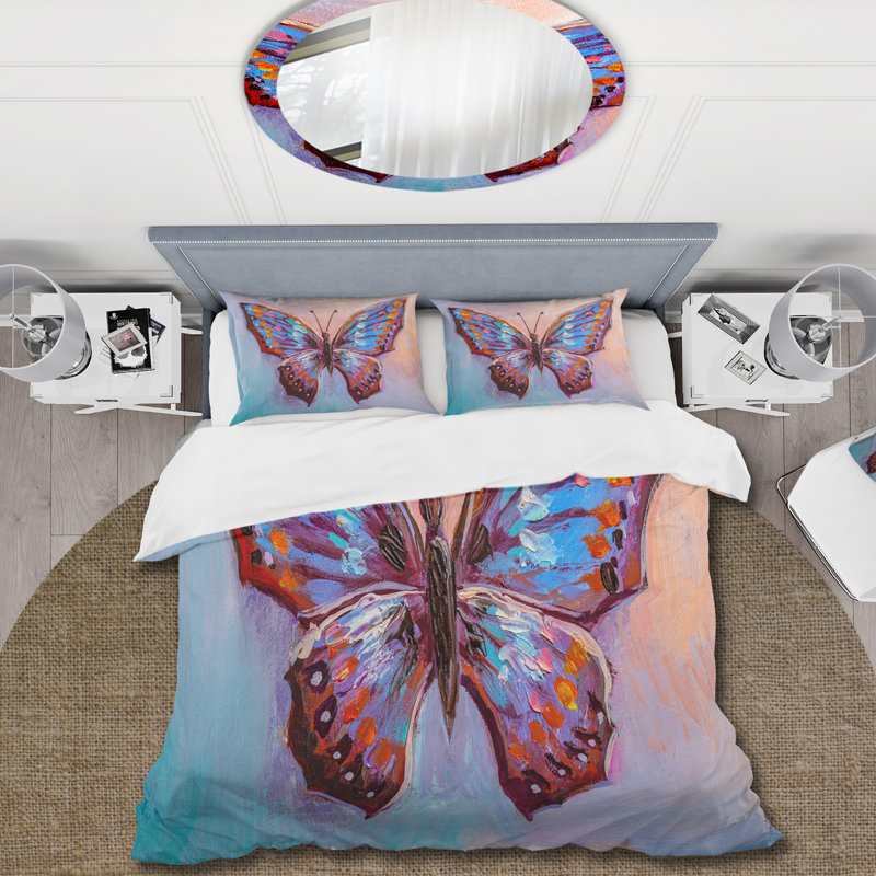 Ensemble de housse de couette Modern Vintage Butterfly II - microfibre de polyester