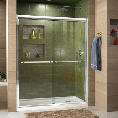 Cabine de douche coulissante semi-sans cadre l 60 po x H 74,75 po Duet
