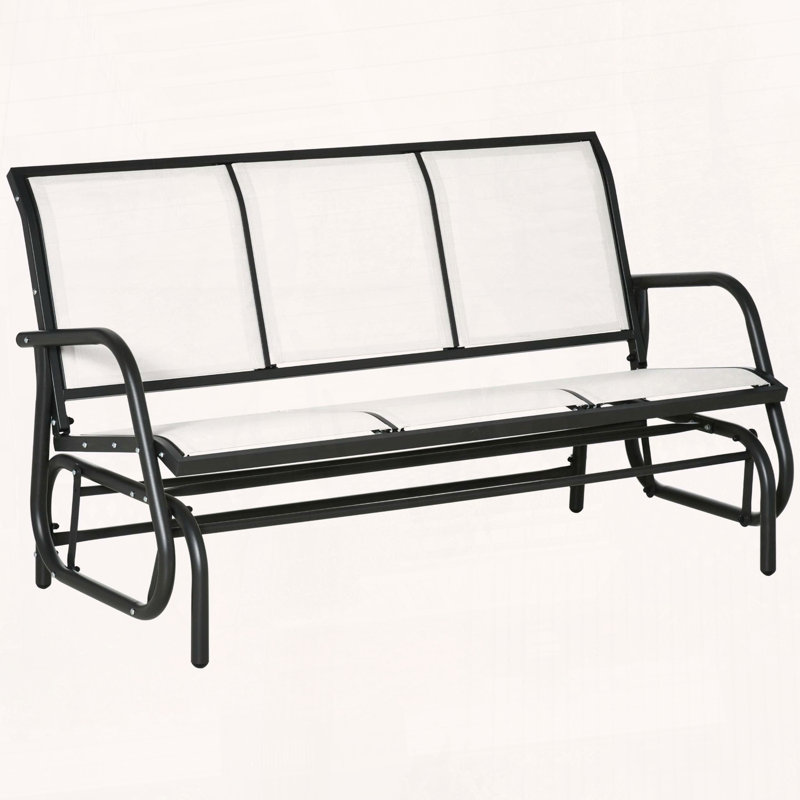 Banc de patio 3 personnes avec filet respirant Outsunny, Blanc