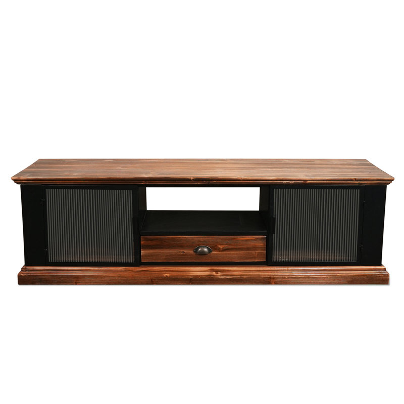 CONSDAN TV Stand 63" Solid Fir Wood TV Stand for TVs up to 70"