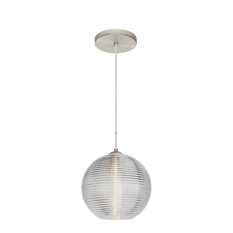 Luminaire sphère suspendu 1 lumières simple Kristall, Transparent, Nickel satiné, Oui