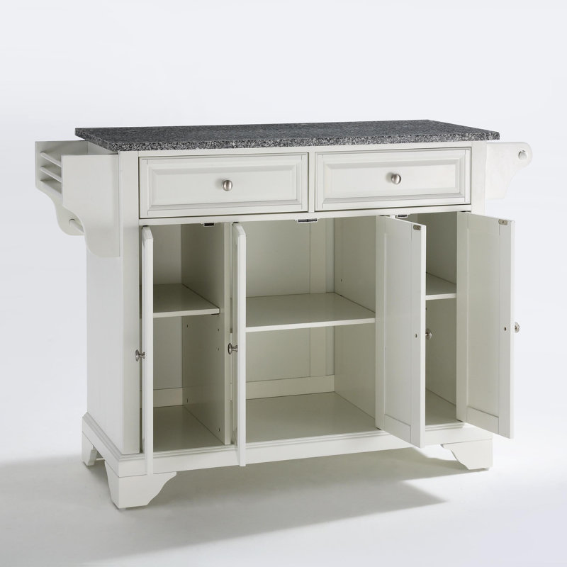Bert Granite Top Kitchen Island, White