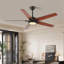Ventilateurs de plafond 52 po avec lumières, ventilateur de plafond noir moderne avec télécommande, ventilateur de maison de campagne, lumière DEL brillante.