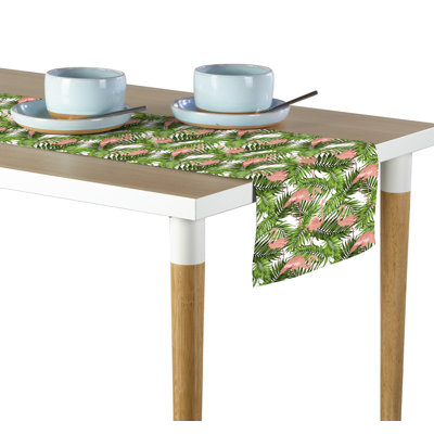 Derlyum Flamingos in Leaves Table Runner