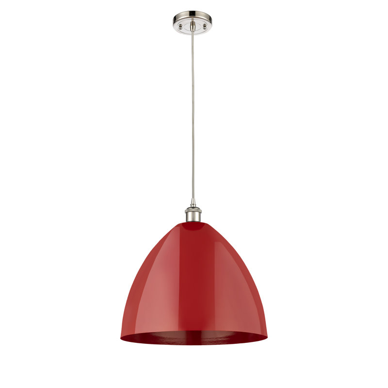 Luminaire suspendu conique 1 lumière, Rouge, Argent
