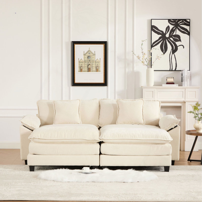 Wider Armrest, Modern Sectional Couch, For Living Room Bedroom And Apartment, Comfy Double Layer Upholstered Seat Cushion, Breathable Chenille Fabric