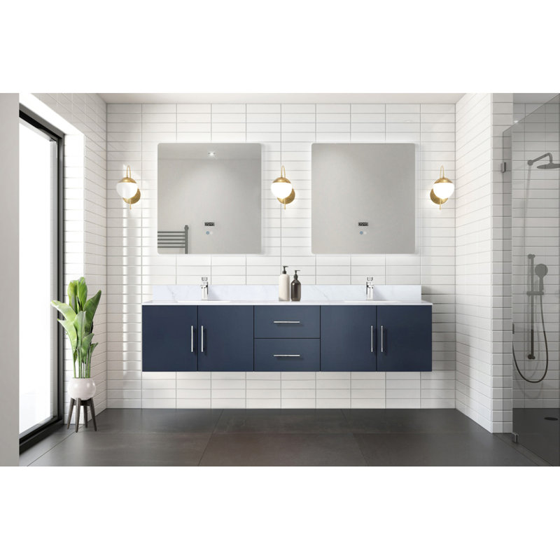Ensemble de meuble-lavabo double 80 po X P 22 po D et 30 po Miroirs à DEL, Marine