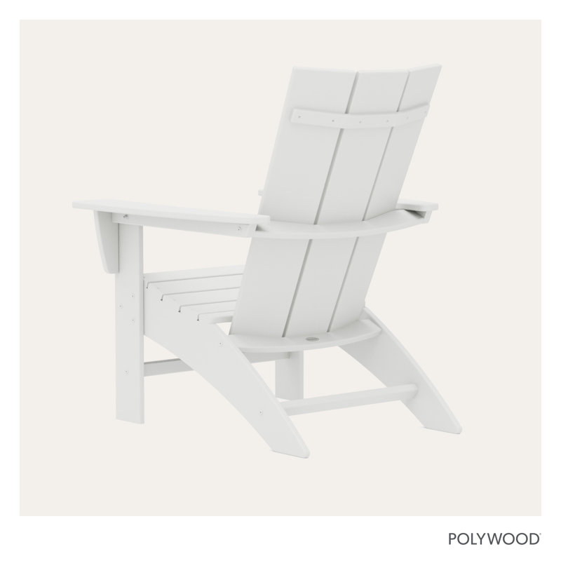 POLYWOOD Modern Curveback Adirondack Chair, White