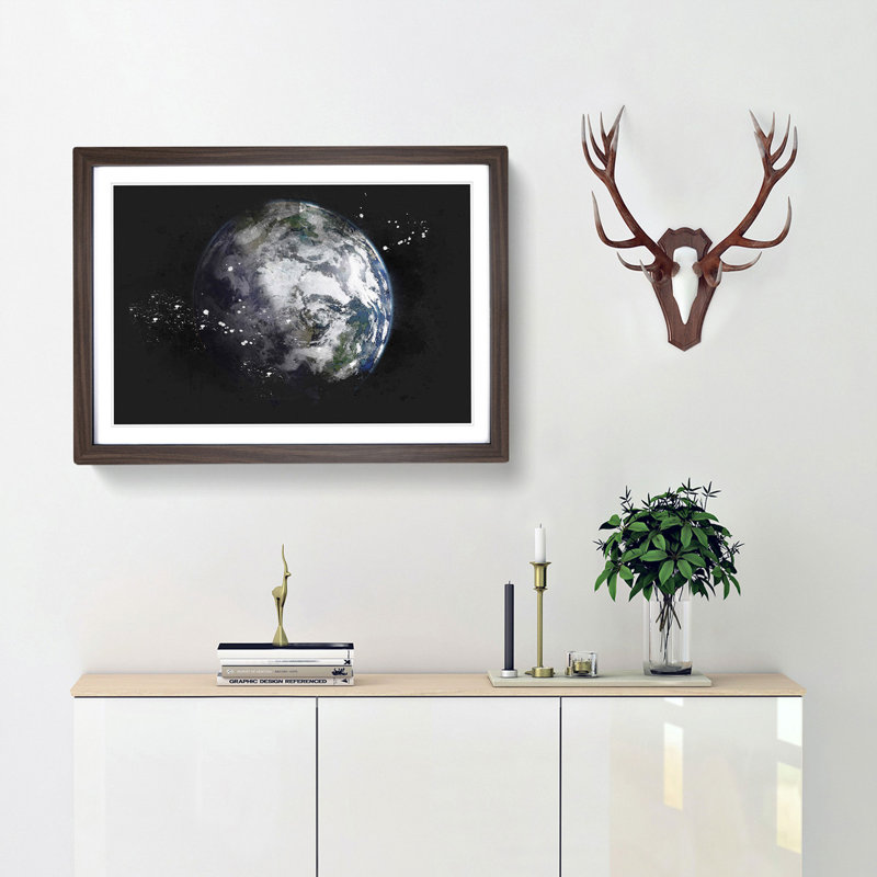 Our Magnificent Earth - Single Picture Frame Print on MDF, 33cm H x 45cm W x 2cm D, Walnut Framed