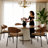 59 Inch Round Dining Table With Genuine Leather Base Parquet Craft Top For Dining Room, Modern Luxury Table