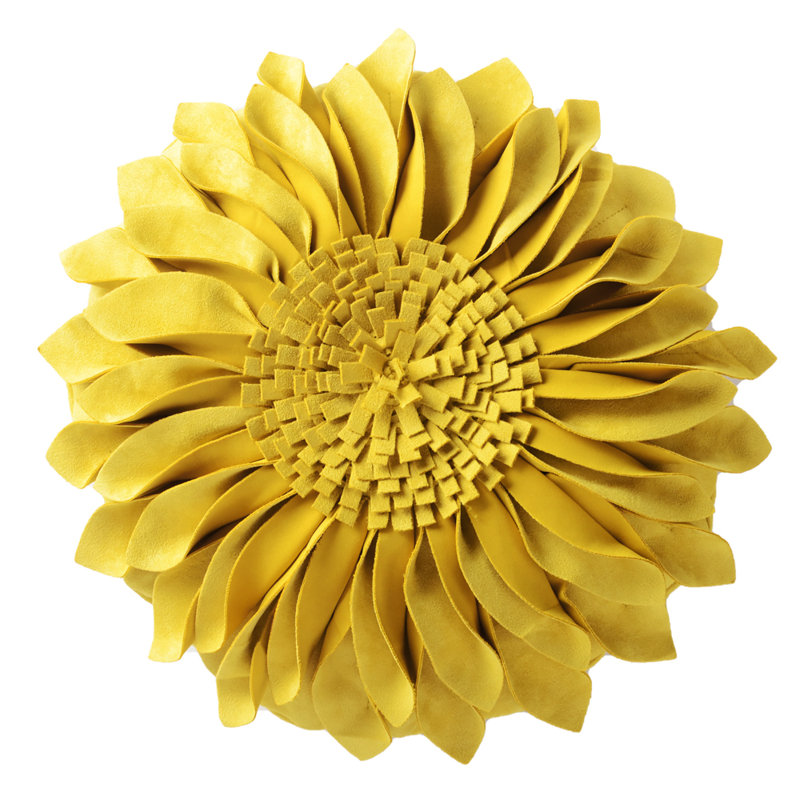  Housse et insert de coussin décoratif en tournesol Appliqued, Or jaune - Suède uni, Carré 12 po