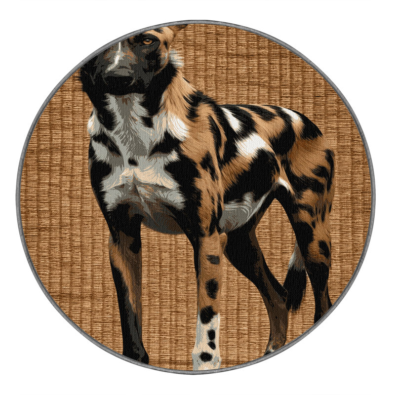  Tapis lavable pour chien sauvage africain, Rond 5 pi