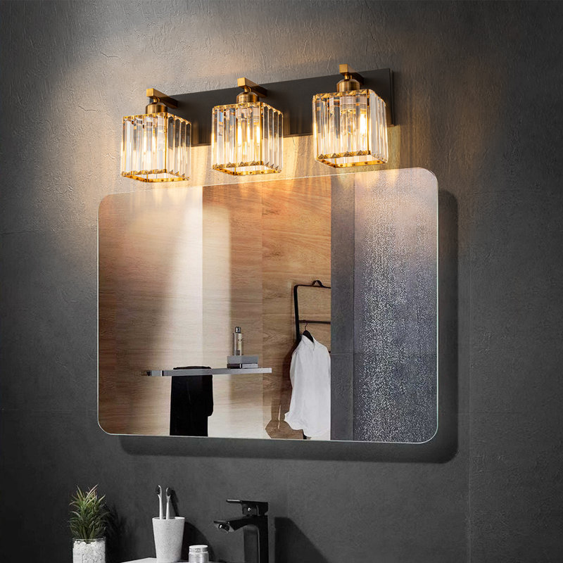 Lanceton Dimmable Vanity Light, Black/Gold, 3 Lights