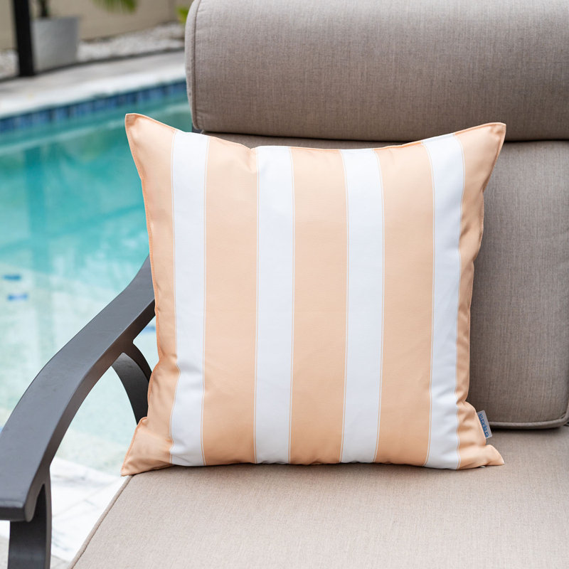 Ensemble de housses de coussin décoratives à double rayure pour l'extérieur, Beige