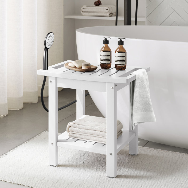 Banc de douche en poly, Blanc