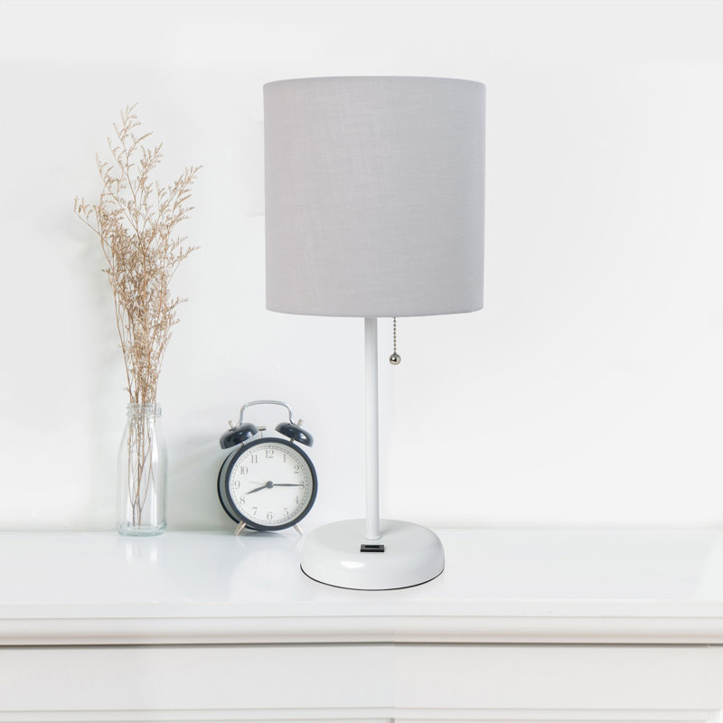 Delp Metal USB Table Lamp, Gray, White, Yes