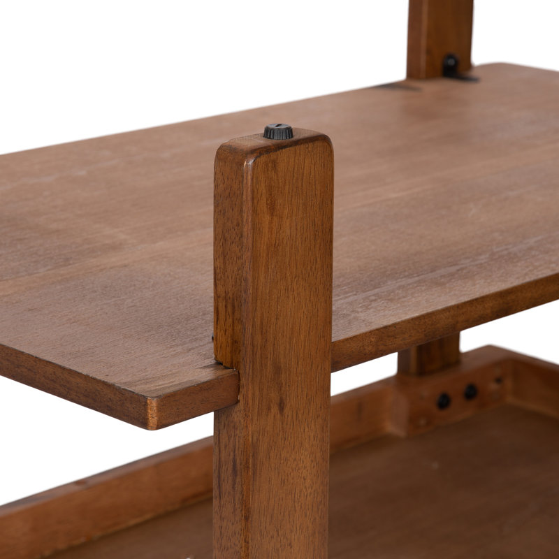 Burgoon Tiered Wood Rectangle Coffee Table, Dark Brown Wood