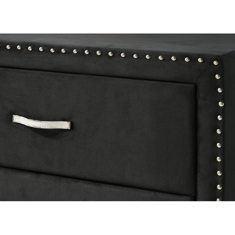 Commode avec plateau en verre trempé et tiroirs de rangement