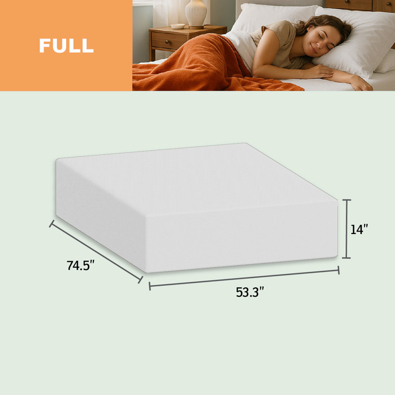  Comfort Series Triple Layer Foam 14" Bed-in-a-Box Mattress, Full, Medium