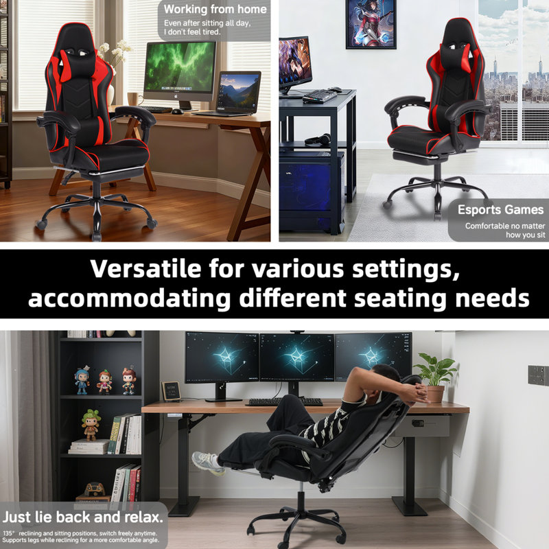 Chaises de bureau confortables, cuir reconstitué, conception ergonomique moderne pour les jeux