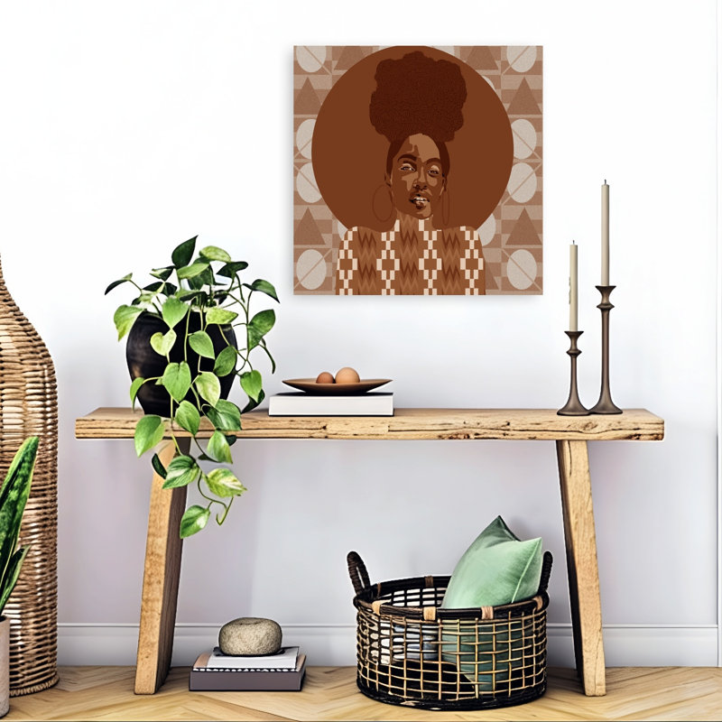 Art contemporain confiant, femme afro, 24" H x 24" W