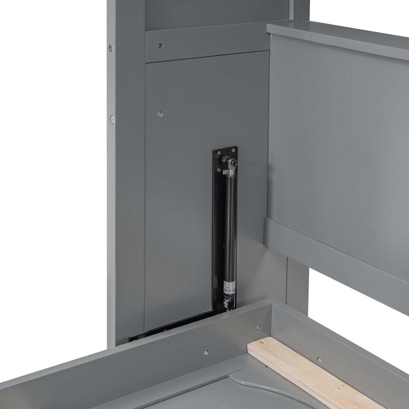 Lit escamotable mural avec tablettes Murphy, Gris, Double