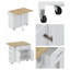 Chariot multifonctionnel pour îlot de cuisine avec armoire, tiroirs, étagère à épices, rangement pour le vin et plan de travail pliable.