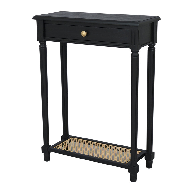 Carterlee Console Table w/ Drawer and Cane Shelf, Black