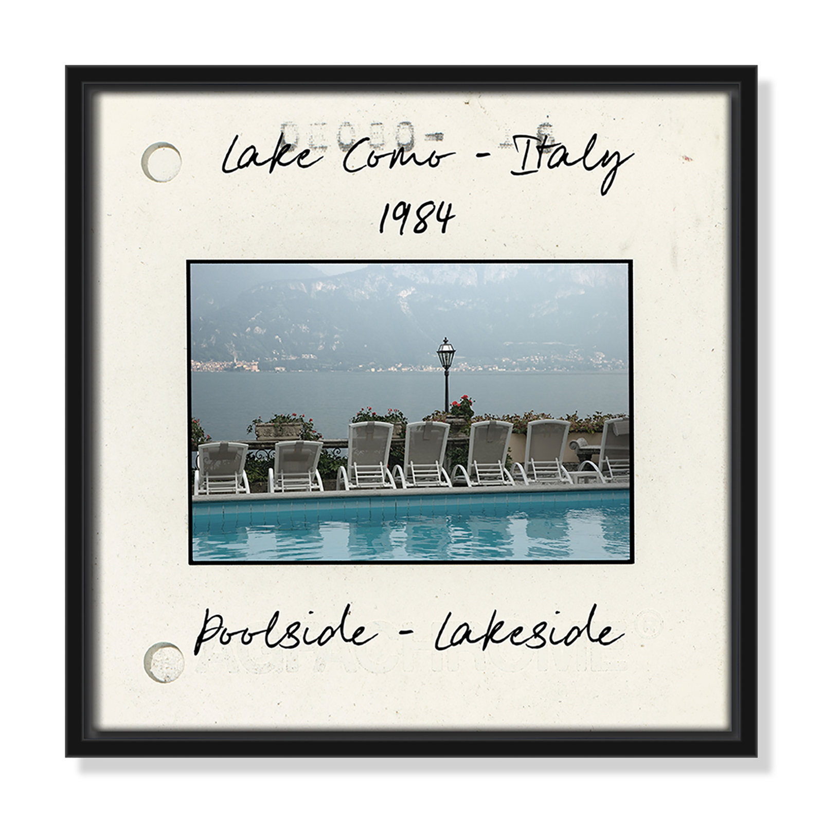 Travel Slide Collection "Lake Como, Italy" Print, Black Floater Framed Canvas, 13.5" H x 13.5" W x 2" D