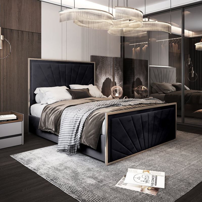 Anterrius Upholstered Bed, Single (3'), Black