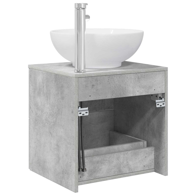 Single Bathroom Vanity with Ceramic Basin, Concrete Grey