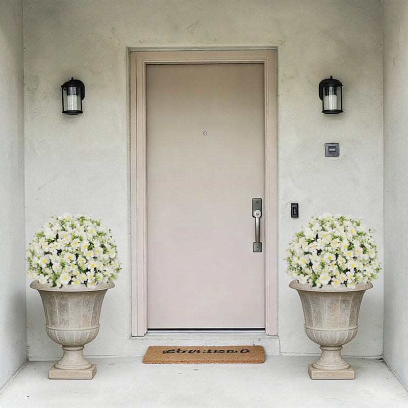 Lotus de neige artificiel de 24 pouces - Faux fleur blanche avec des fleurs réalistes pour des espaces lumineux, Blanc
