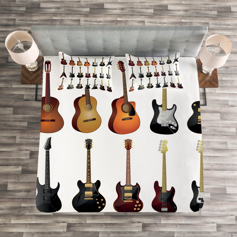 No Pattern Bedspread with Pillow Shams, 220 x 264 cm