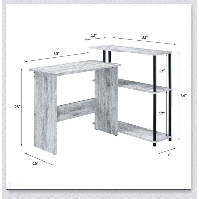 Bureau d'écriture rectangulaire avec tablette latérale, structure entièrement en bois et en métal pour plus de durabilité et de style, idéal pour les petits espaces