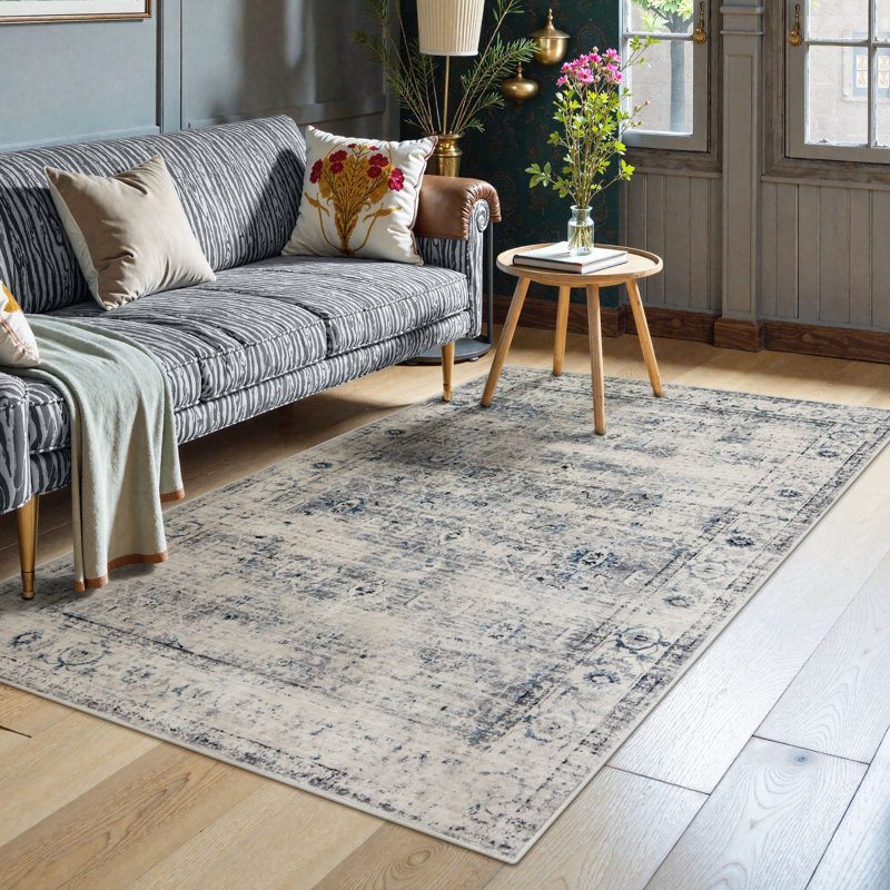 Clotilde Vintage Machine Washable Area Rugs Perfect for Living Room, Dining Room, Bedroom, Rectangle 4' x 6'