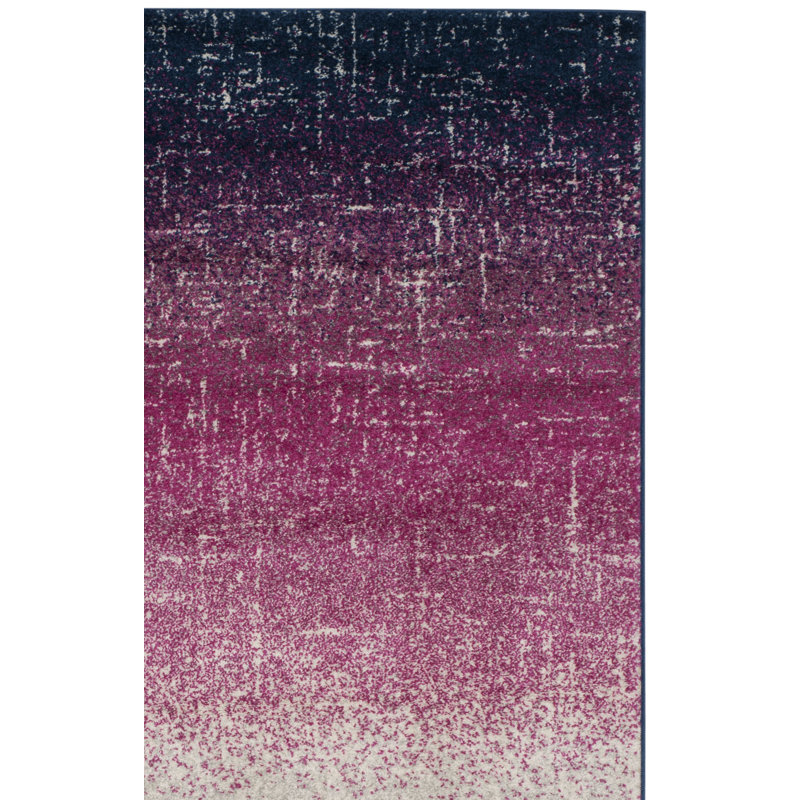 Tapis fuchsia / bleu marine Christa, Rectangle 5 pi 3 po x 7 pi 6 po