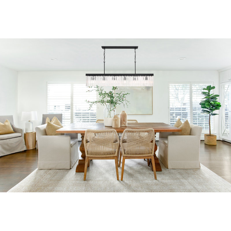 6 - Light Modern Linear Chandelier, Black